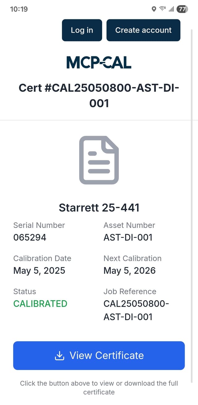 MCP-CAL Mobile Interface